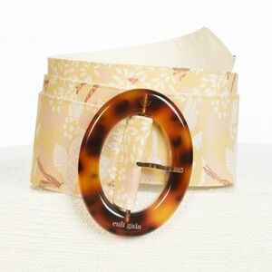 Cult Gaia NWT Evie Belt Wide Butter Multi Medium Large Silk Cotton Floral Yellow
